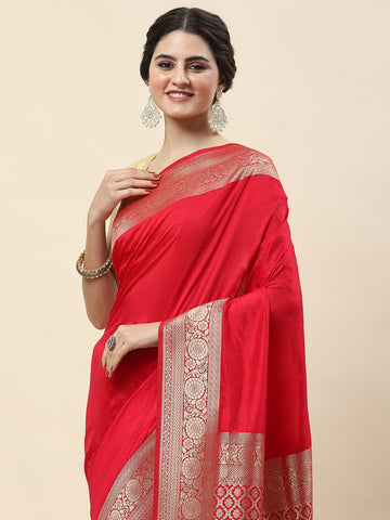 Plain Zari Border Woven Saree