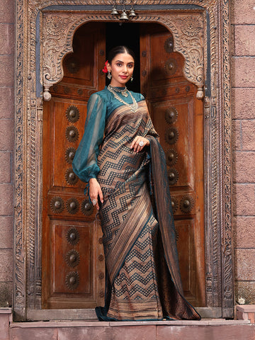 Brocade Booti Crepe Woven Saree