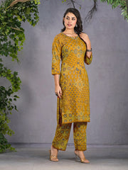 Printed Cotton Blend Kurta With Pants