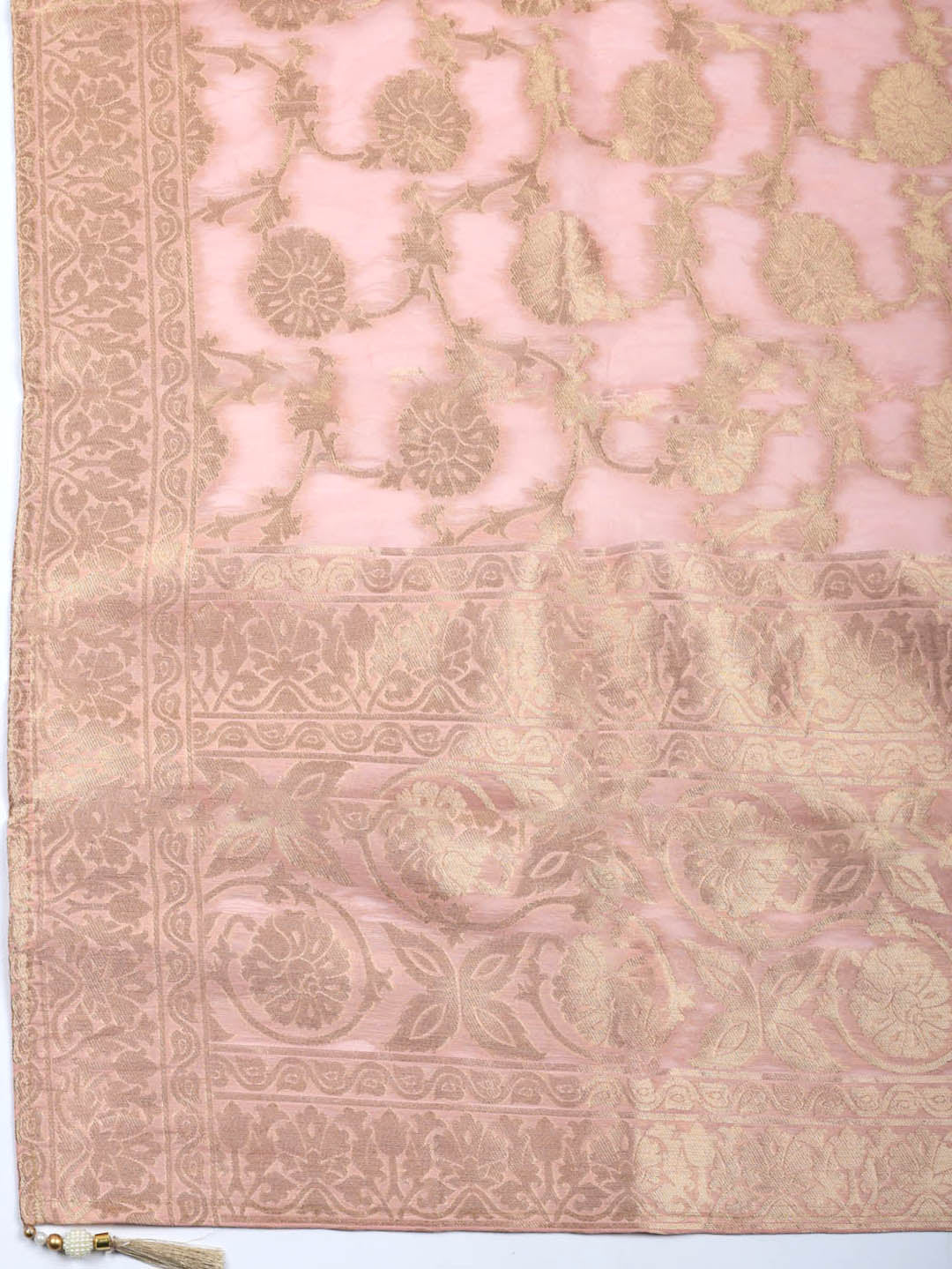Embroidered Chanderi Unstitched Suit With Pant &amp; Dupatta