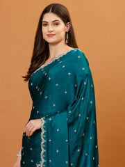 Cutdana Embroidery Chinon Saree