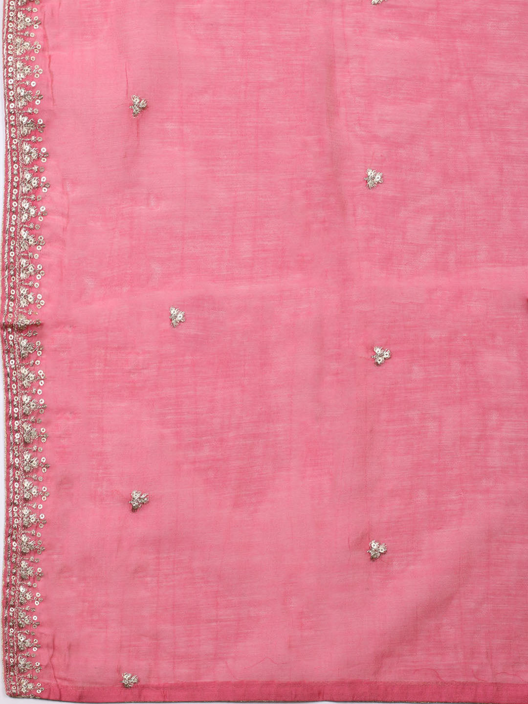 Neck Embroidered Chanderi Unstitched Suit With Dupatta