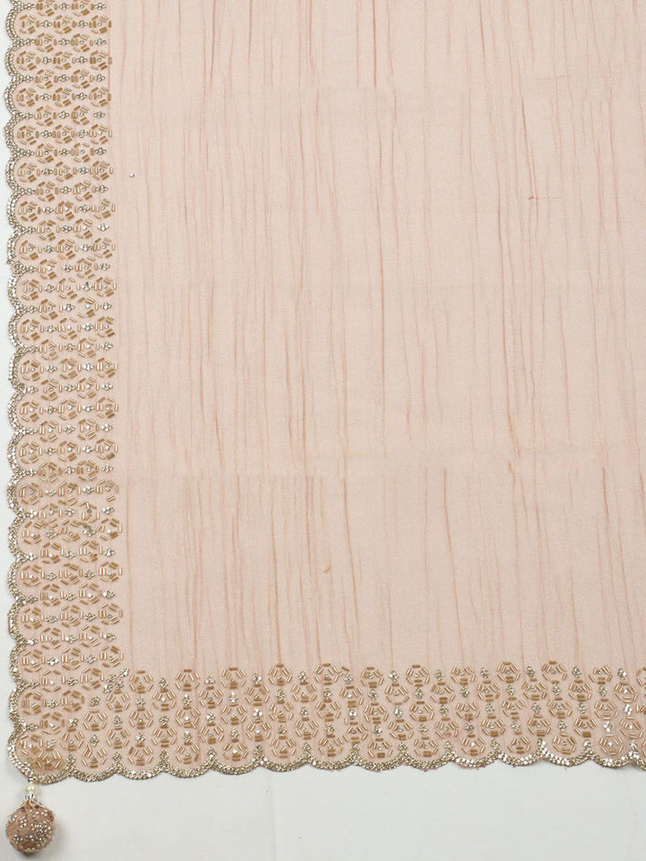 Embellished Tissue Unstitched Suit With Pant &amp; Dupatta