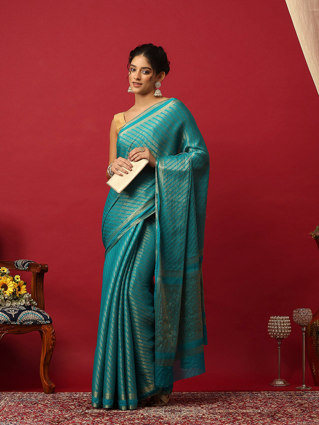 Plain Crepe Saree