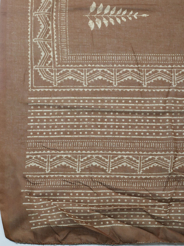 Printed Cotton Blend Unstitched Suit With Pant &amp; Dupatta