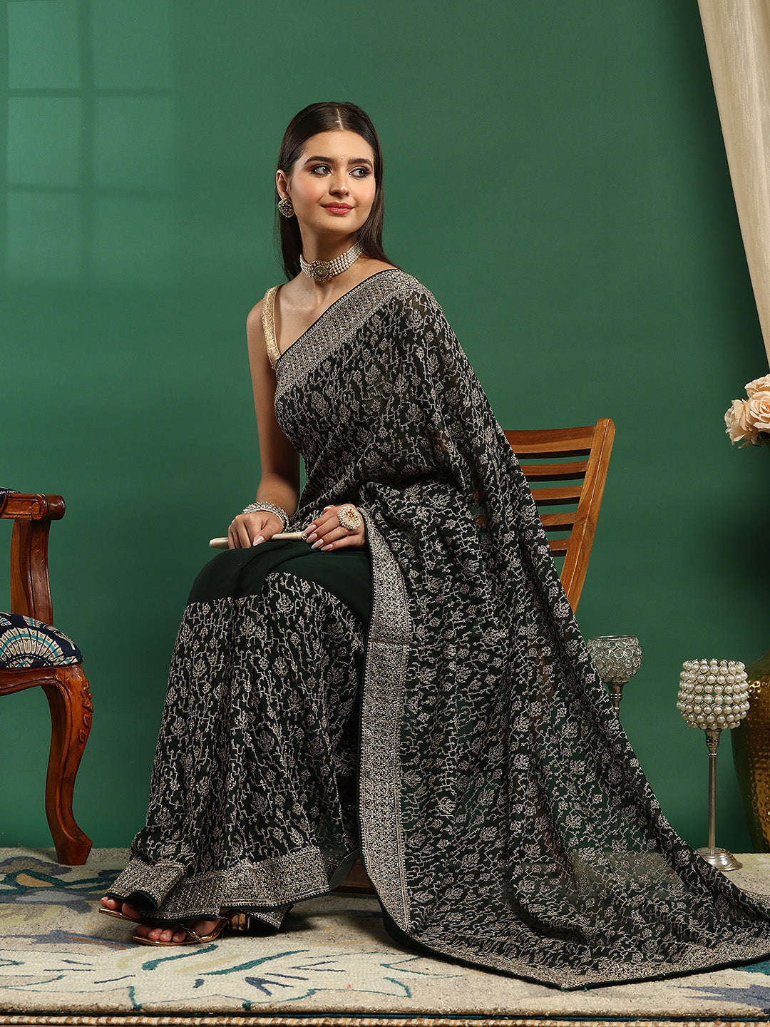 Embroidered Georgette Saree