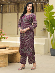 Printed Cotton Blend Kurta With Palazzo