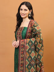 Printed Chanderi Unstitched Suit Piece With Dupatta