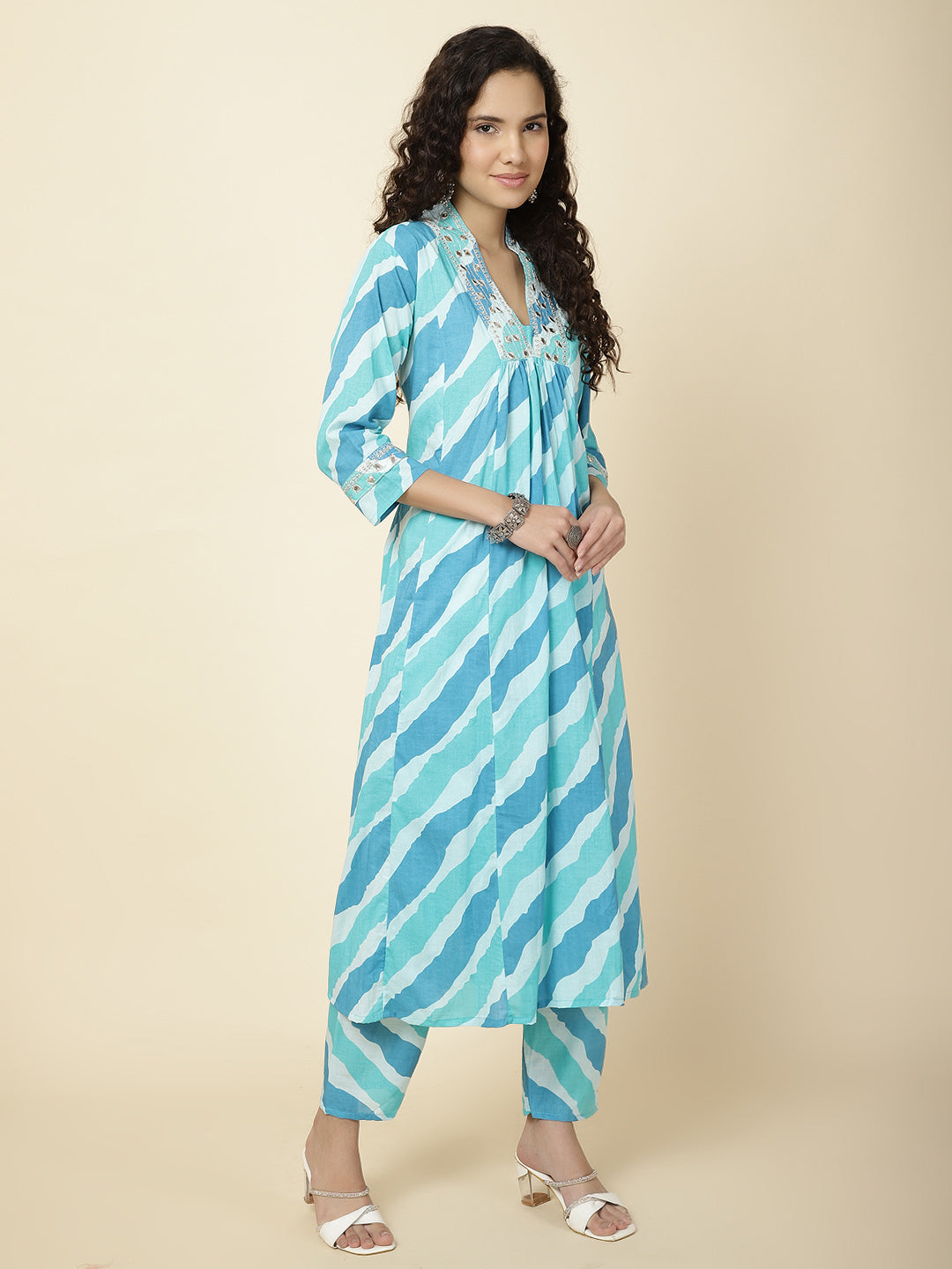 Printed Cotton Kurta With Pants