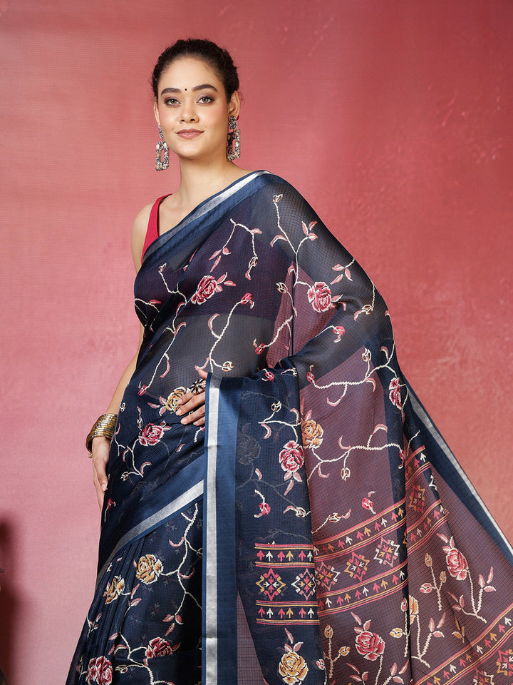 Floral Printed Cotton Blend Saree