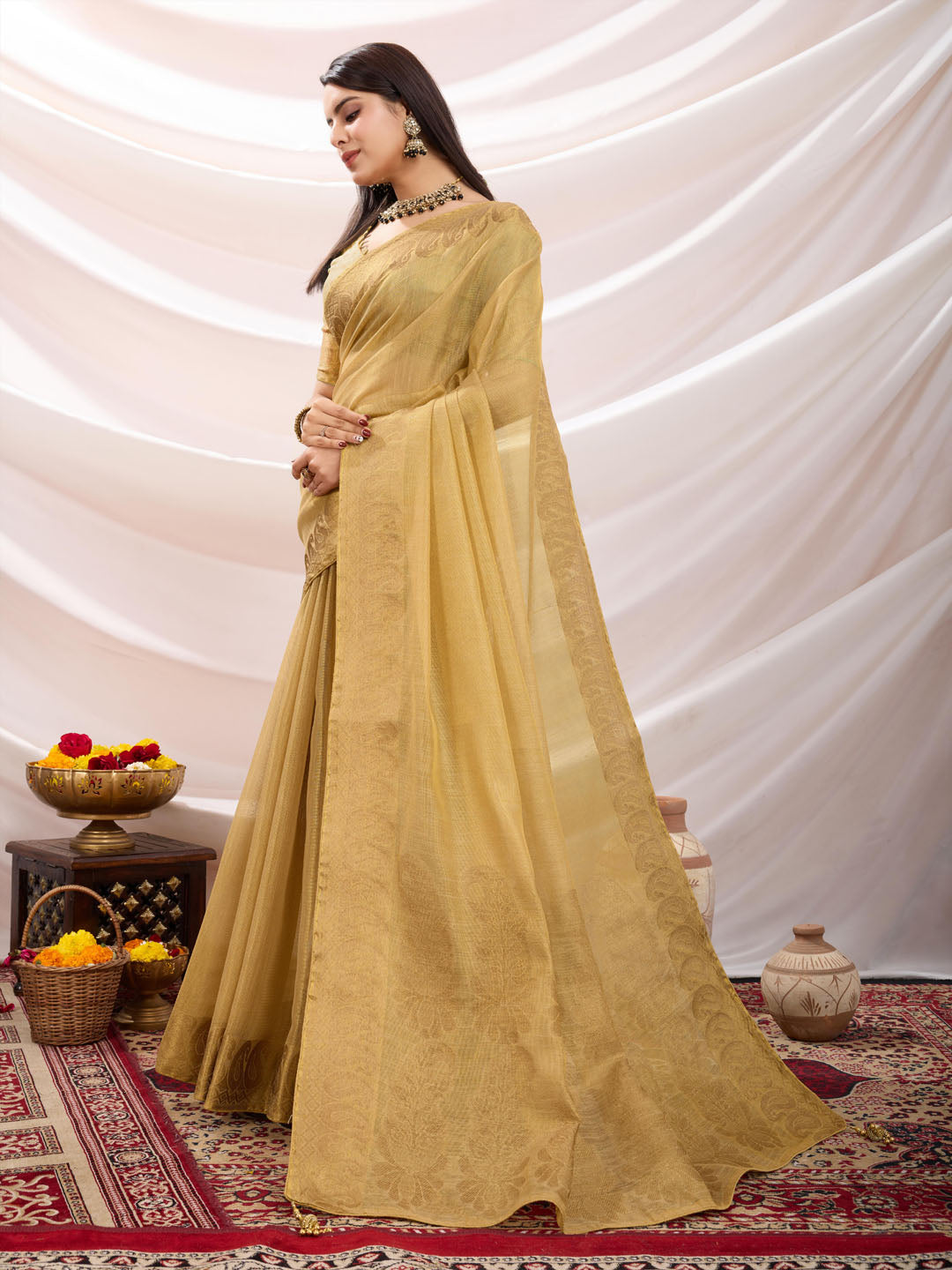 Gota Art Silk Woven Saree
