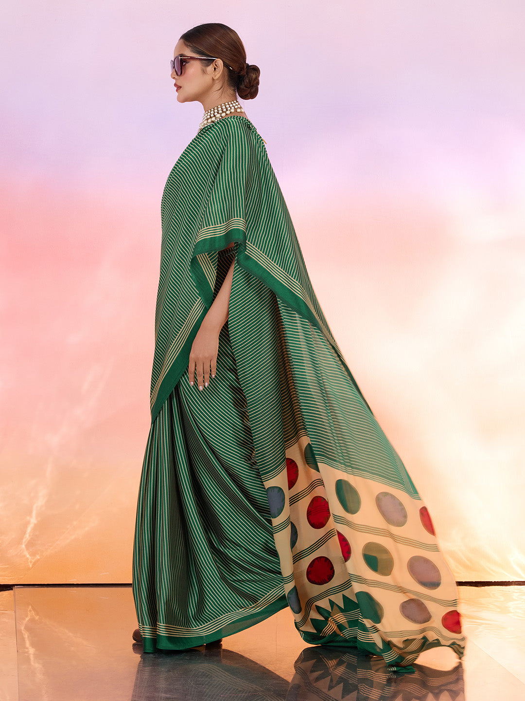 Printed Satin Saree