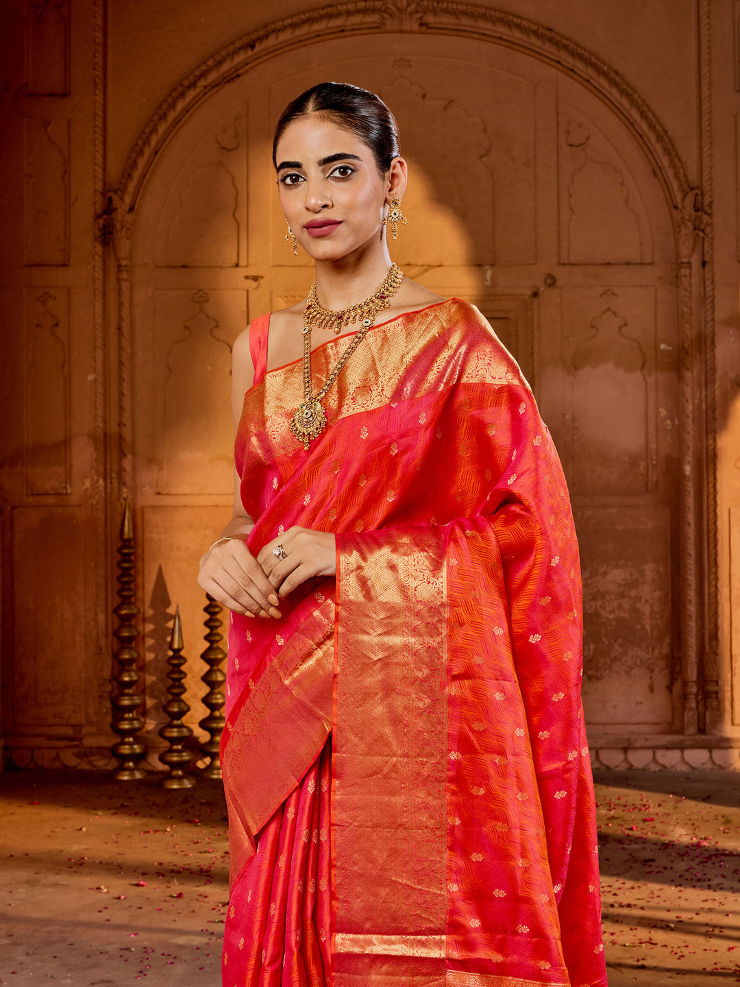 Orange Hlame Woven Saree