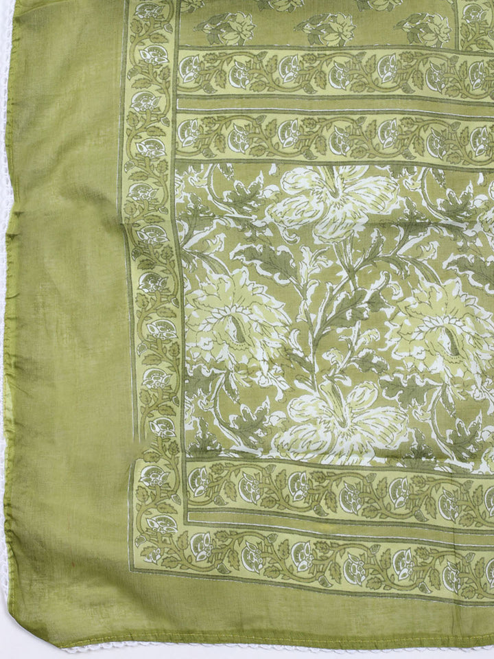 Printed Cotton Blend Unstitched Suit With Dupatta