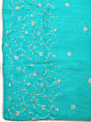 Embroidered Cotton Unstitched Suit With Pant & Dupatta