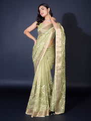 Sequence Embroidery Tissue Saree