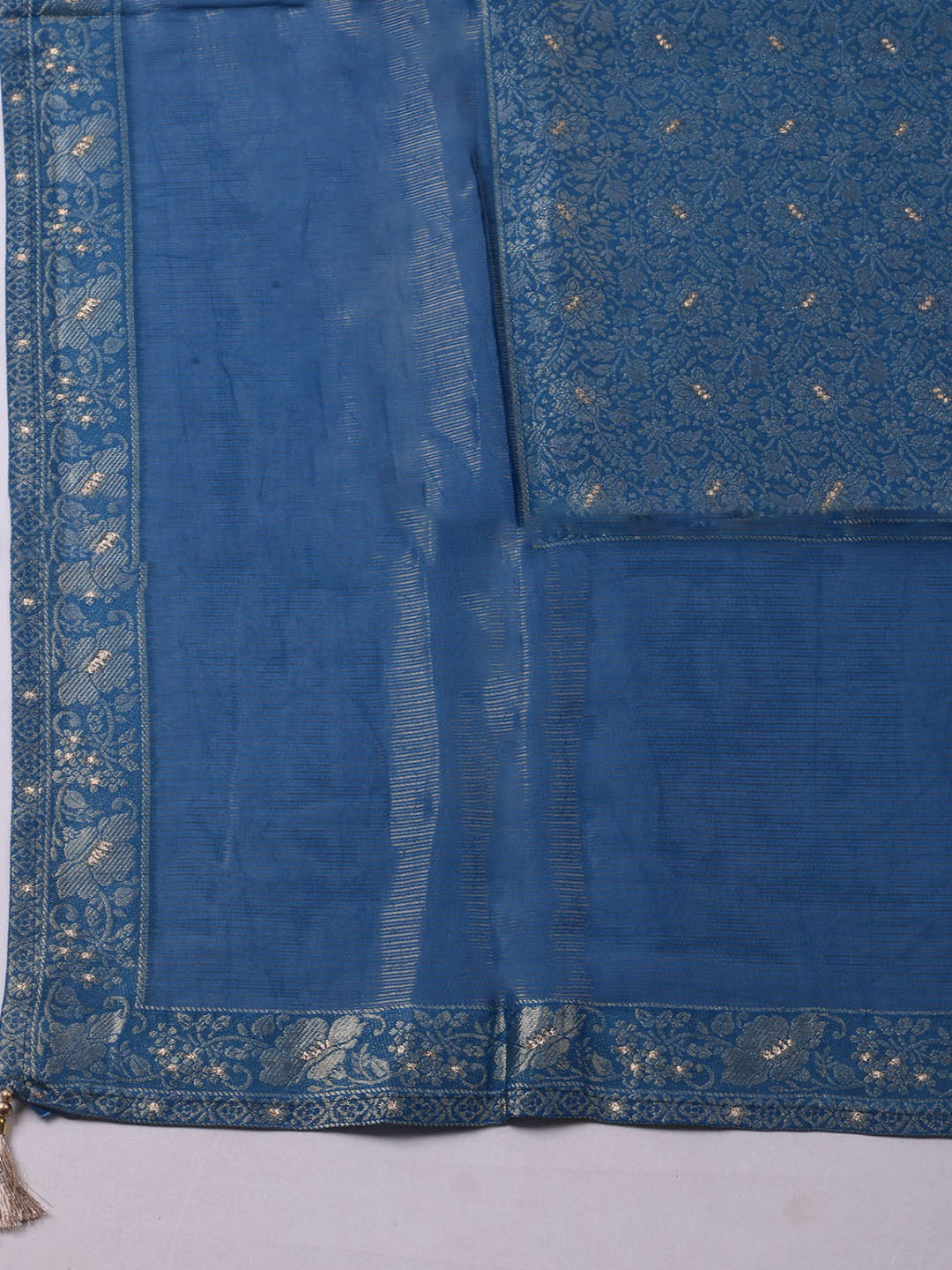Woven Design Chanderi Unstitched Suit With Pant &amp; Dupatta