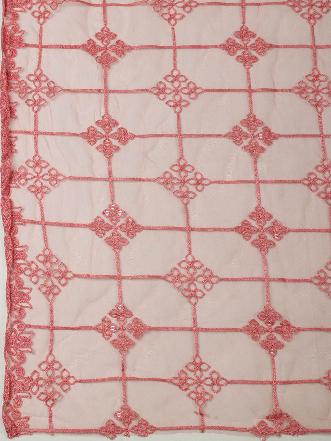 Embroidered Chanderi Unstitched Suit With Pant &amp; Dupatta