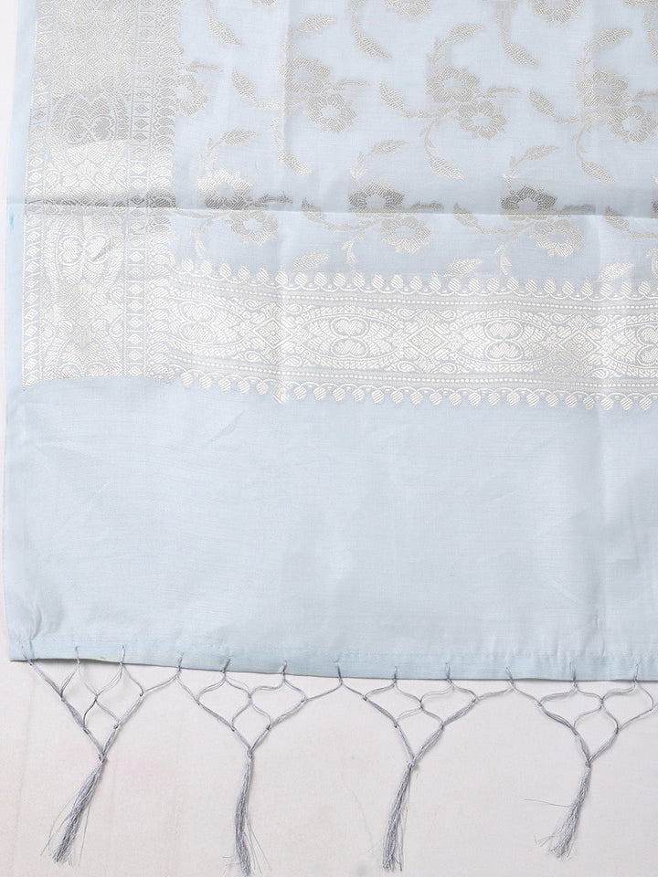 Woven Design Chanderi Unstitched Suit With Pant &amp; Dupatta