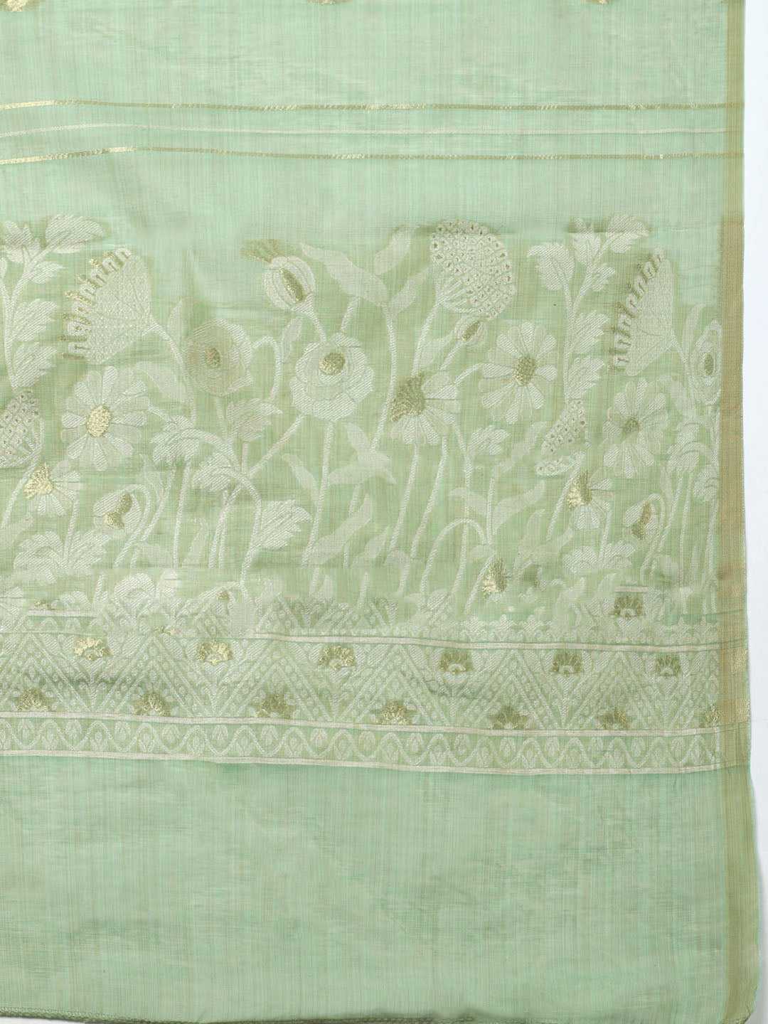 Embroidered Cotton Blend Unstitched Suit With Pant &amp; Dupatta