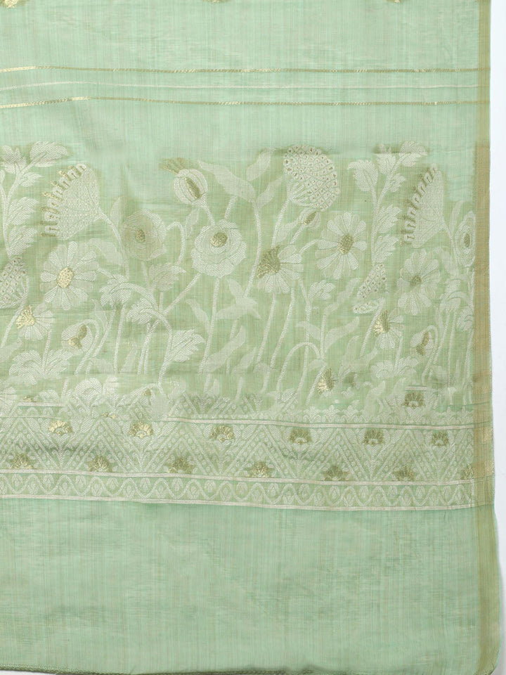 Embroidered Cotton Blend Unstitched Suit With Pant &amp; Dupatta