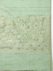 Embroidered Cotton Blend Unstitched Suit With Pant & Dupatta
