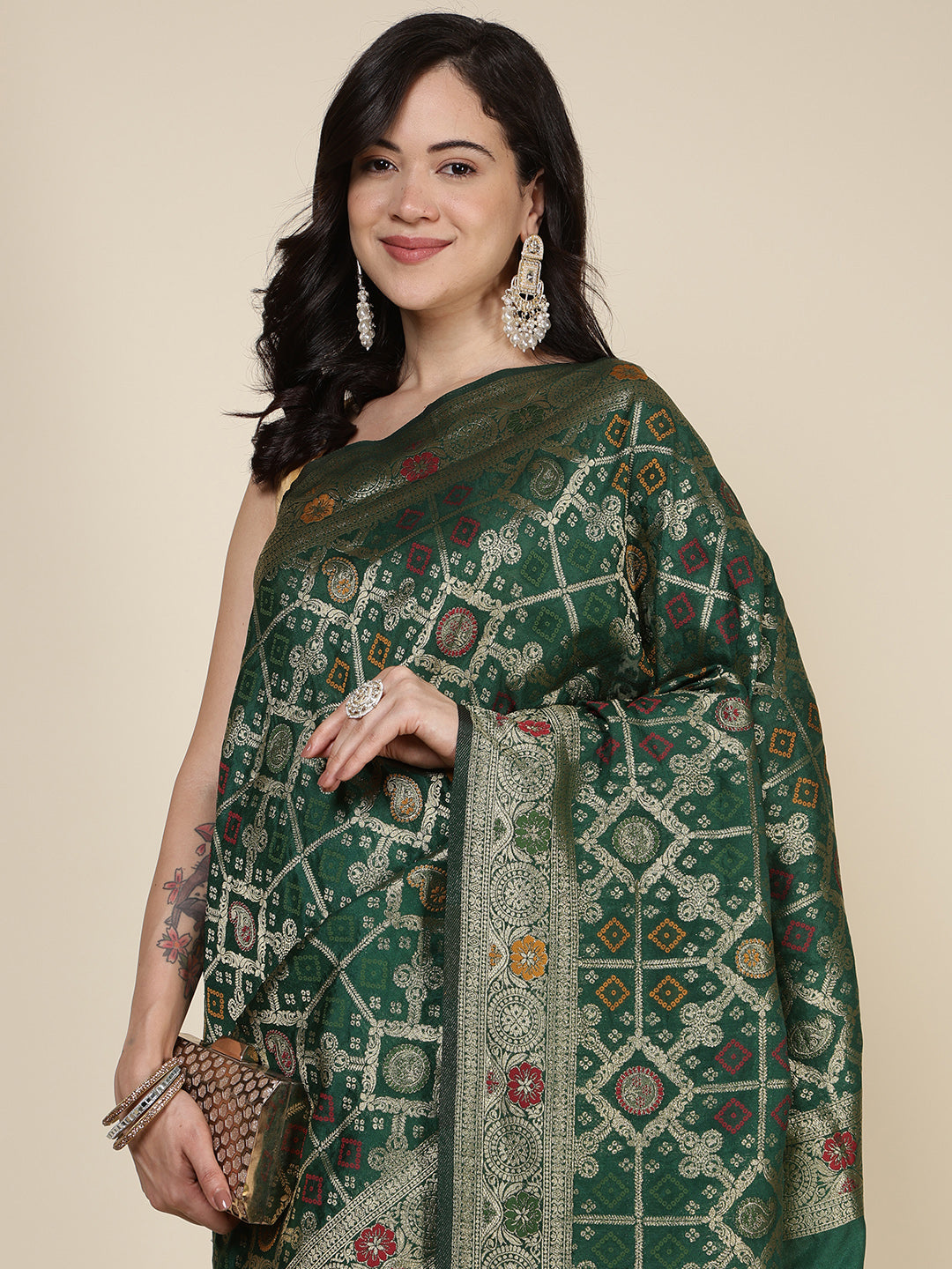 Zari Jaal Woven Art Silk Saree