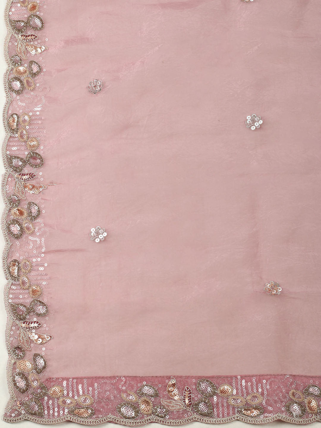 Embroidered Organza Unstitched Suit With Pant &amp; Dupatta