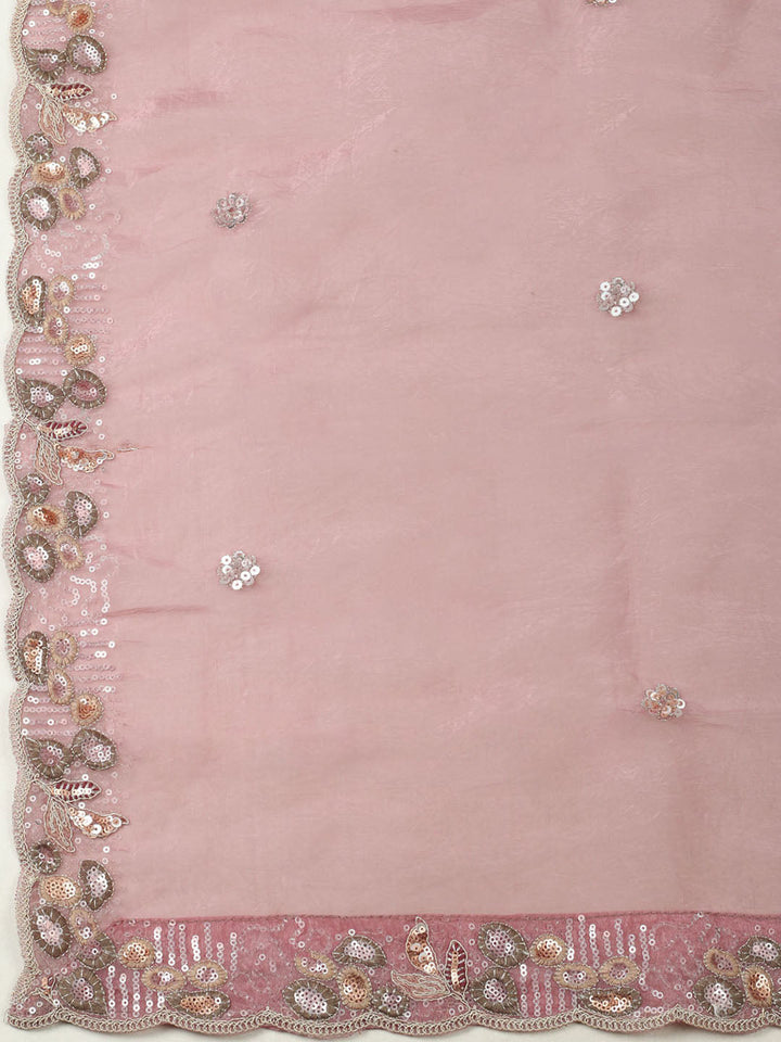 Embroidered Organza Unstitched Suit With Pant &amp; Dupatta