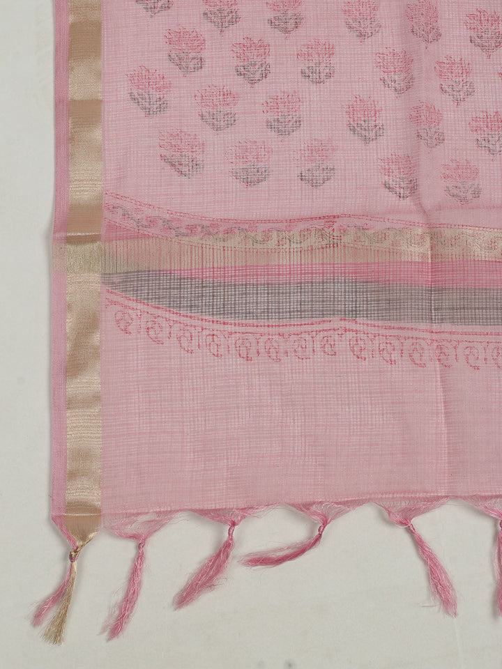 Printed Cotton Unstitched Suits Printed Suit With Pant &amp; Dupatta