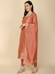 Woven Chanderi Unstitched Suit Piece With Dupatta