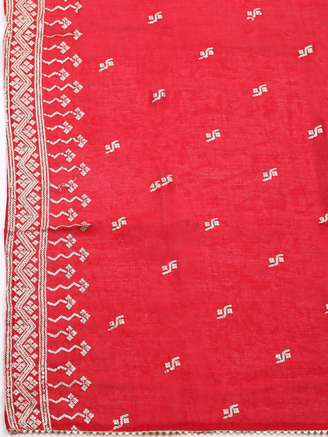 Embroidered Cotton Unstitched Suit With Pant &amp; Dupatta