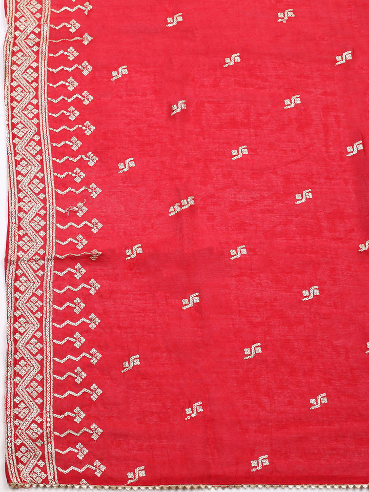 Embroidered Cotton Unstitched Suit With Pant &amp; Dupatta