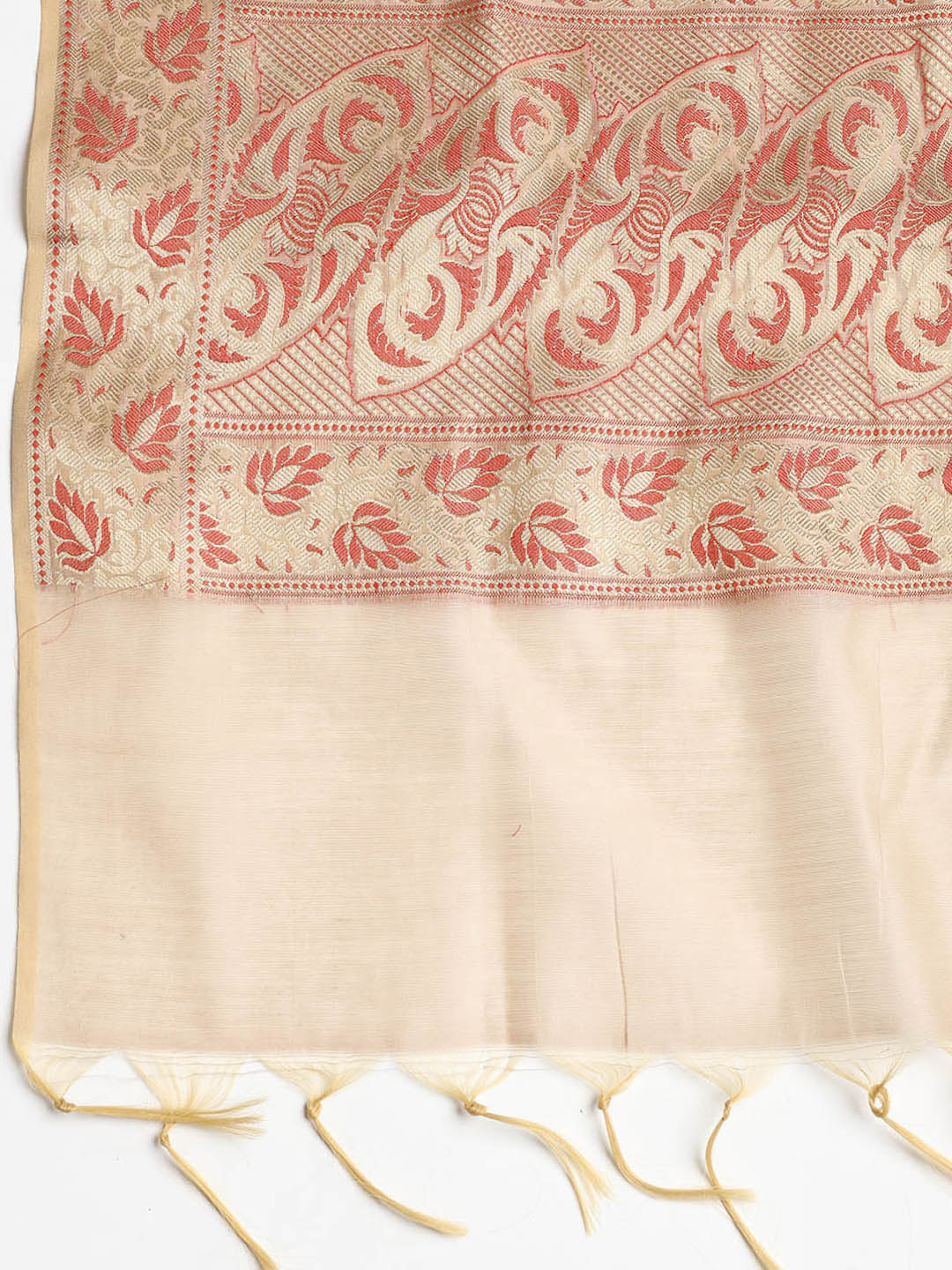 Woven Banarasi Chanderi Unstitched Suit With Dupatta