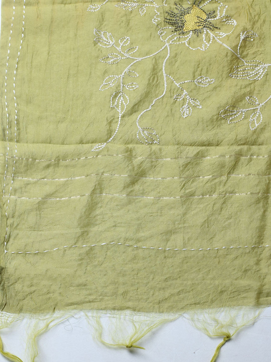 Embroidered Cotton Blend Unstitched Suit With Pant &amp; Dupatta