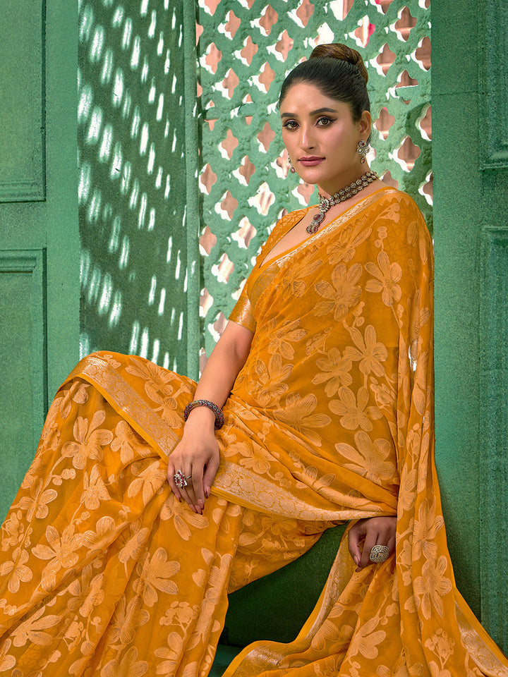 Floral Printed Georgette Saree