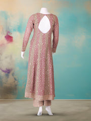Embroidered Georgette Kurta With Pant & Dupatta