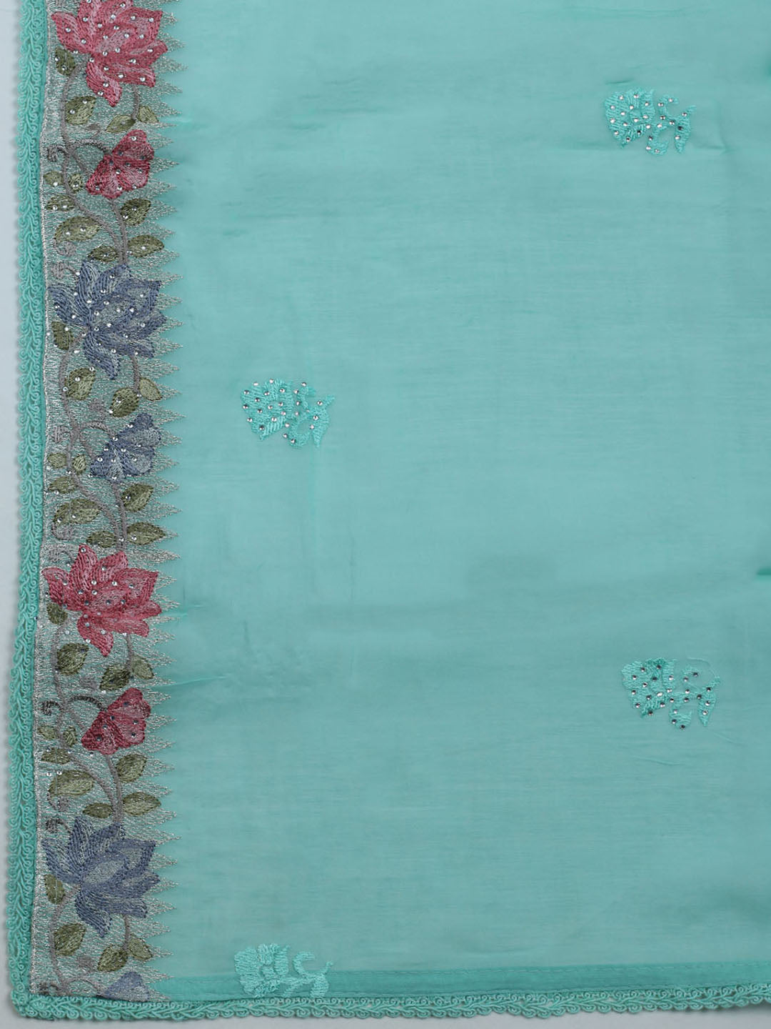 Embroidered Organza Unstitched Suit With Dupatta