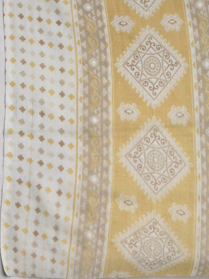 Printed Cotton Blend Unstitched Suit With Dupatta