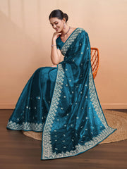 Embroidered Linen Blend Saree