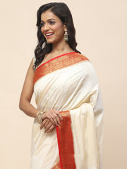 Plain Zari Border Woven Handloom Saree