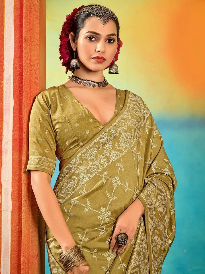 Abstract Print Art Silk Saree