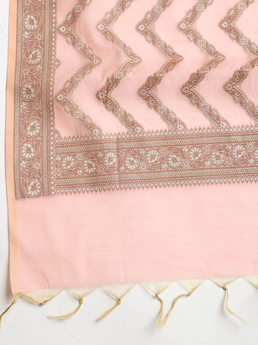 Woven Banarasi Chanderi Unstitched Suit With Dupatta
