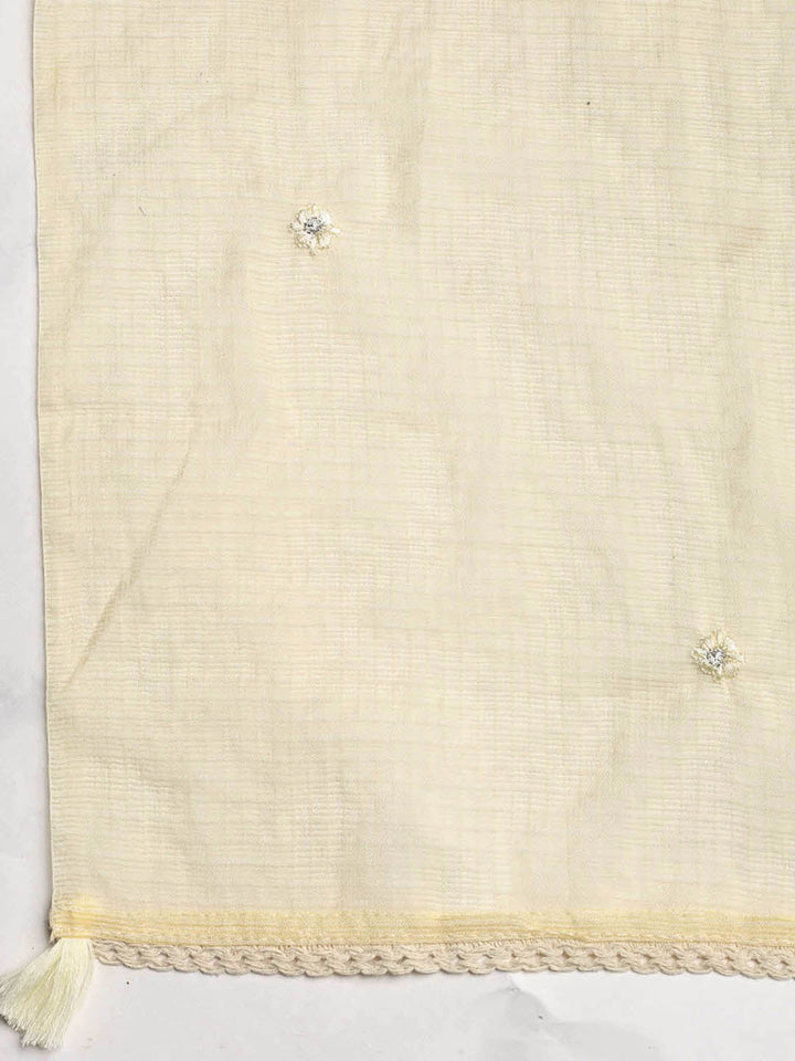 Neck Embroidered Cotton Blend Unstitched Suit With Dupatta