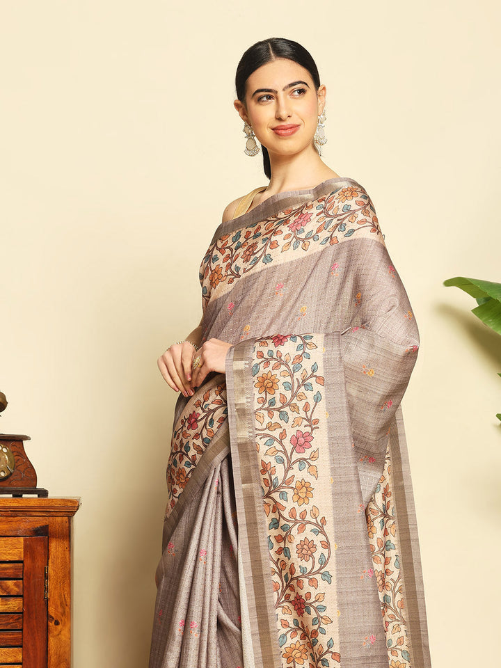 Printed Tussar Saree