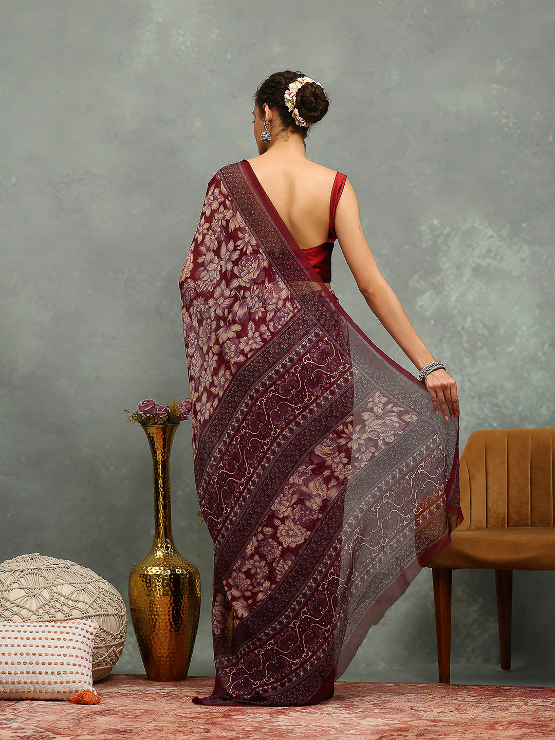 Floral Printed Georgette Saree