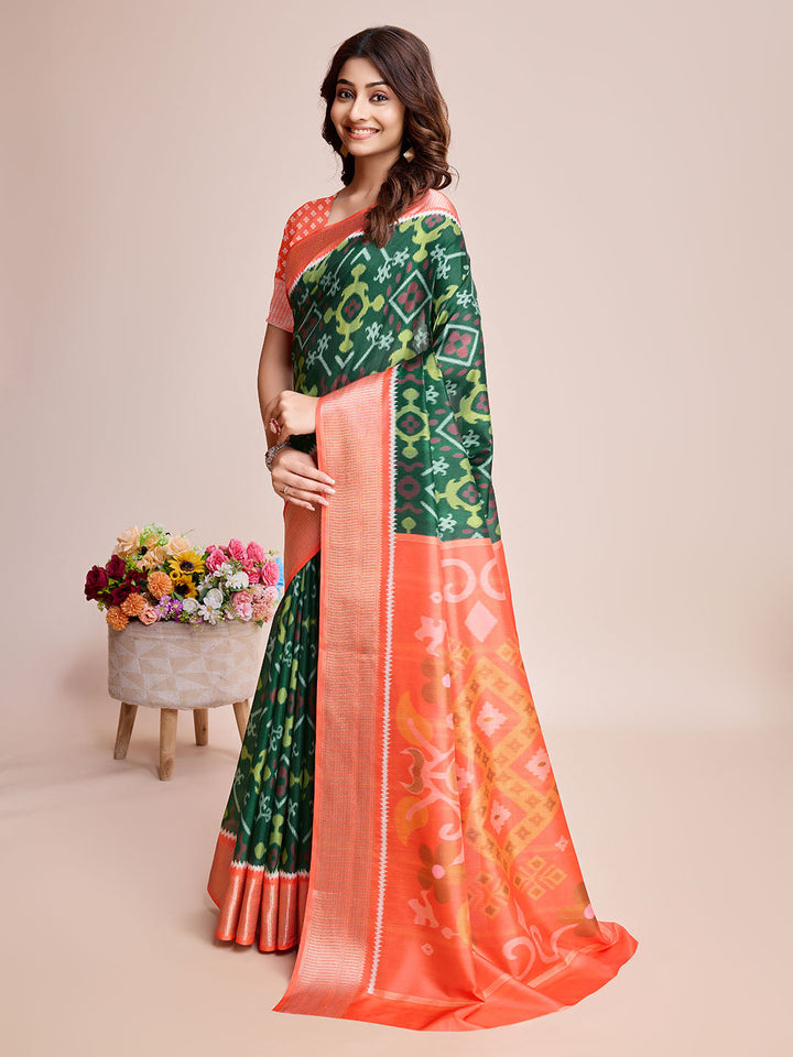 Patola Zari Border Art Silk Woven Saree