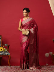 Woven Design Art Silk Wine Saree