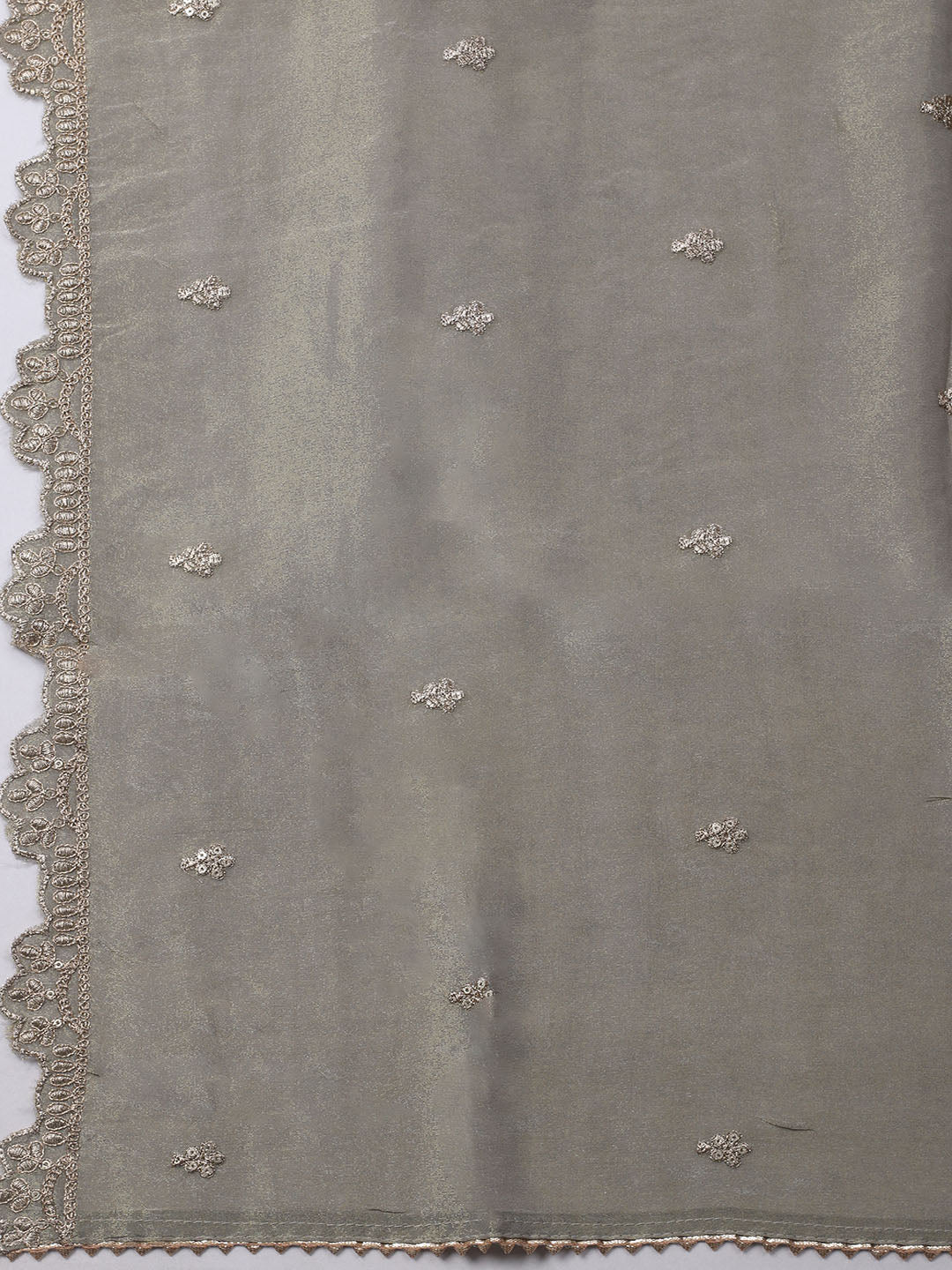 Embroidered Organza Unstitched Kurta With Pant &amp; Dupatta