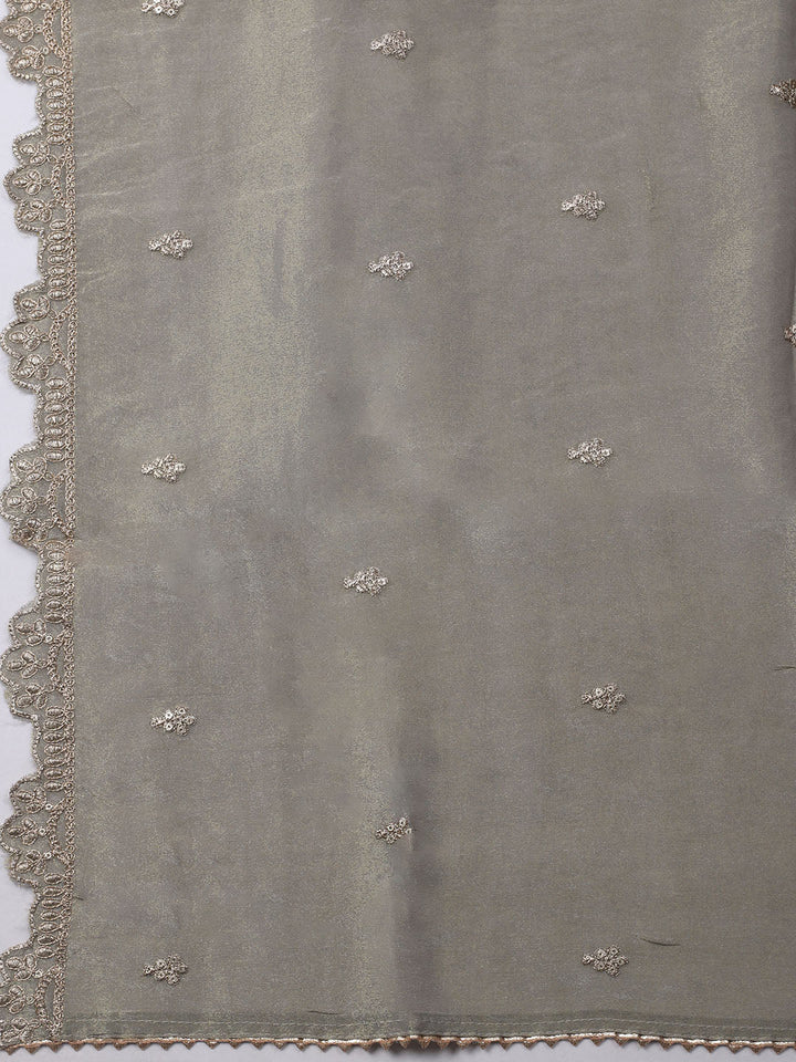 Embroidered Organza Unstitched Kurta With Pant &amp; Dupatta